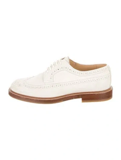Pre-owned Brunello Cucinelli Suede Lasercut Accents Brogues In Neutral