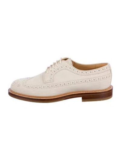 Pre-owned Brunello Cucinelli Suede Lasercut Accents Brogues W/ Tags In Neutral