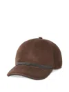 Brunello Cucinelli Suede Monili-embellished Baseball Cap In Brown