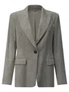 Brunello Cucinelli Single-breasted Suede-leather Blazer In Gray
