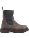 Brunello Cucinelli Lather Boots With Cashmere Detail
