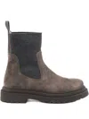 Brunello Cucinelli Women Suede Boot With Knitted Insert And Precious Loop Detail In Multi