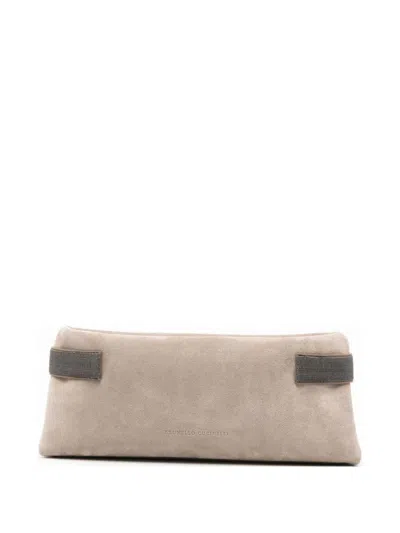 Brunello Cucinelli Suede Leather Clutch Bag
