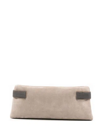 Brunello Cucinelli Suede Leather Clutch Bag
