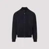 Brunello Cucinelli Ribbed Edges Suede Leather Jacket In Blue