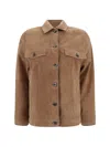 Brunello Cucinelli Suede Leather Jacket In Terra Rossa