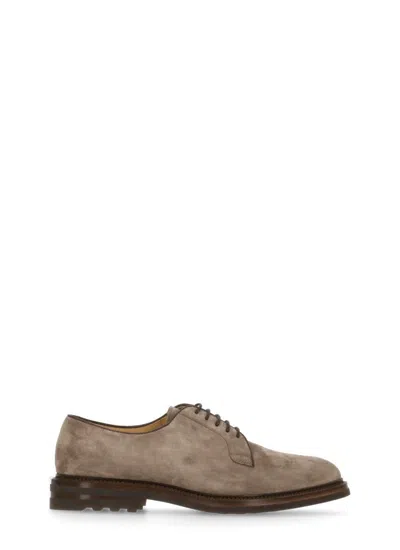 Brunello Cucinelli Suede Leather Lace Up Shoes In Brown