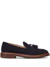 Brunello Cucinelli Leather-trimmed Tasselled Suede Loafers In Blue