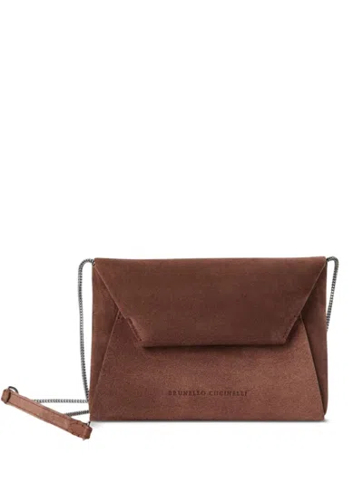 Brunello Cucinelli Suede Leather Mini Bag In Red