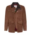 Brunello Cucinelli Suede Leather Padded Jacket In Brown