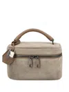 Brunello Cucinelli Women Suede Crossbody Bag With Leather Shoulder Strap In Neutral