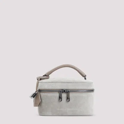 Brunello Cucinelli Suede Leather Pouch In White