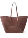Brunello Cucinelli Folded Geometric Suede Tote Bag In Brown