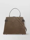 Brunello Cucinelli Suede Leather Shoulder Bag With Metal Hardware