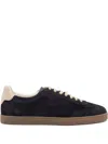 Brunello Cucinelli Blue Washed Suede Sneakers In Blue