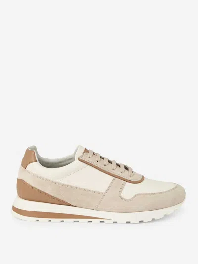 Brunello Cucinelli Suede Leather Sneakers In Beige