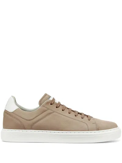 Brunello Cucinelli Suede Lace-up Sneakers In Brown