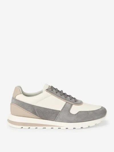 Brunello Cucinelli Suede Leather Sneakers In White
