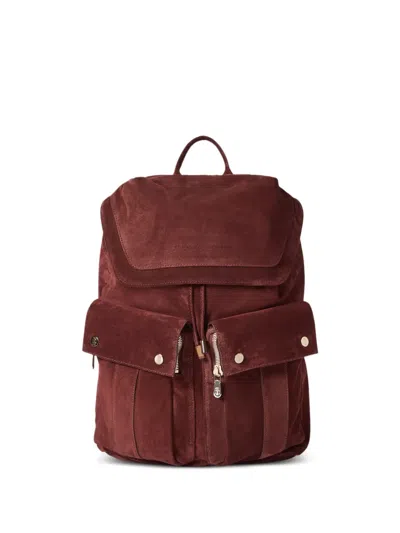 Brunello Cucinelli Suede Leisure Backpack In Burgundy