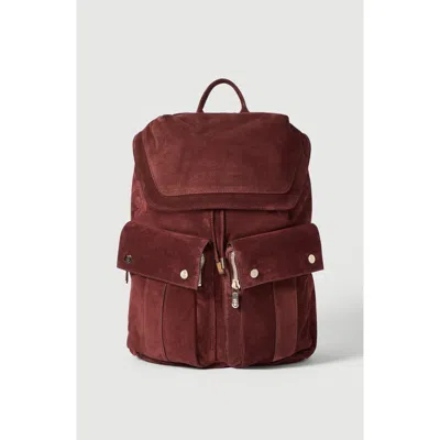 Brunello Cucinelli Suede Leisure Backpack In Burgundy