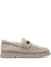 Brunello Cucinelli Penny Loafers In Beige