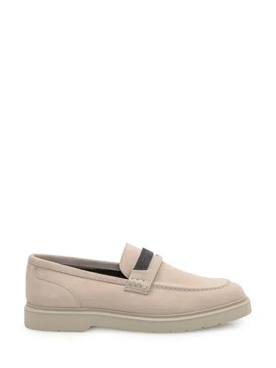 Brunello Cucinelli Suede Loafer In Sand