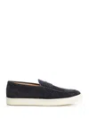 Brunello Cucinelli Penny-slot Suede Loafers In Blue