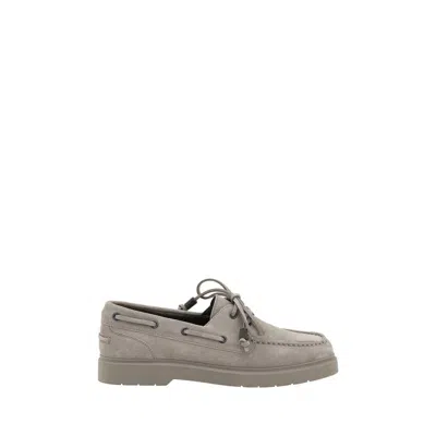 Brunello Cucinelli Suede Loafers In Ice
