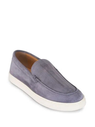 Brunello Cucinelli Grey Suede Round Toe Flat Sole Sneakers In Multicolor