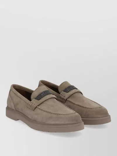 Brunello Cucinelli Suede Loafers In Animal Print
