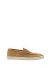 Brunello Cucinelli Men Camel Suede Loafer Sneakers In Brown