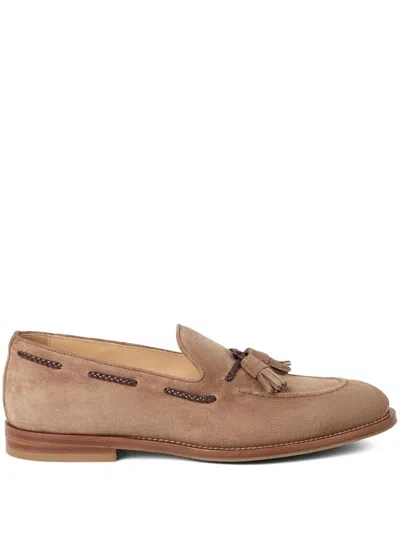 Brunello Cucinelli Suede Loafers In Beige