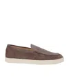 Brunello Cucinelli Suede Logo Loafers In Brown