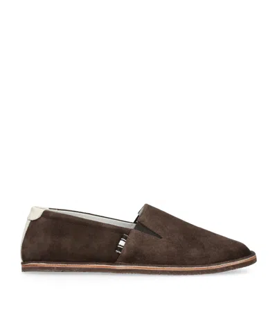 Brunello Cucinelli Kids' Suede Loafers In Brown