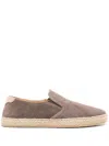Brunello Cucinelli Leather Espadrilles With Contrast Heel Panel In Brown
