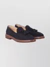 Brunello Cucinelli Leather-trimmed Tasselled Suede Loafers In Blue