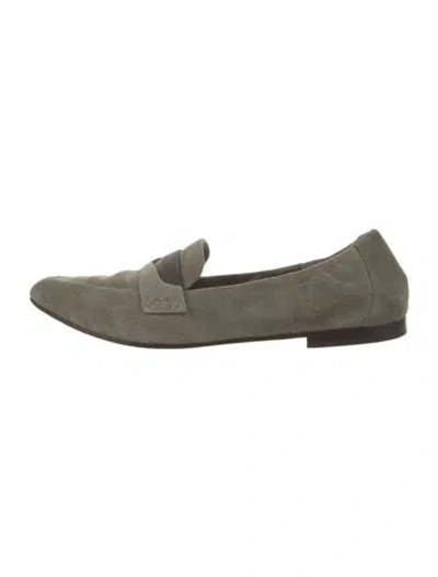 Pre-owned Brunello Cucinelli Suede Loafers In Green