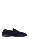 Brunello Cucinelli Suede Loafers Almond Toe Leather Sole In Blue