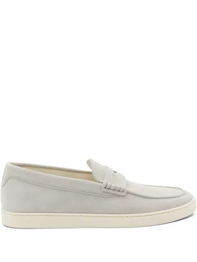Brunello Cucinelli Light Grey Suede Loafers In Neutral