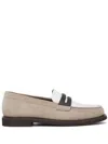 Brunello Cucinelli Beige Loafers With Monile Detail And Chain In Suede Woman In Neutrals