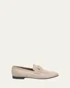 Brunello Cucinelli Suede Loafers With Horsebit Strap In Neutral