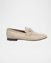 Brunello Cucinelli Suede Loafers With Horsebit Strap In White