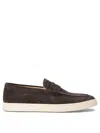 Brunello Cucinelli Penny-slot Suede Loafers In Grey