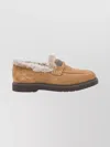 Brunello Cucinelli Suede Loafers With Rubber Sole And Stitching In Brown