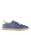 Brunello Cucinelli Men Light Blue Washed Suede Sneakers In Blue