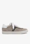 Brunello Cucinelli Women Suede Sneakers With Monil Detailing In Gray