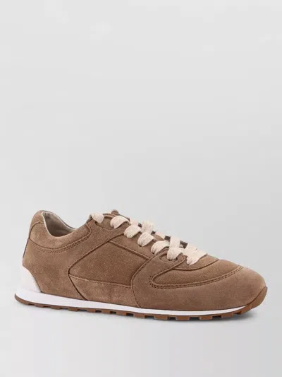 Brunello Cucinelli Suede Low Top Sneakers Rubber Sole In Brown