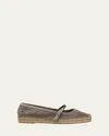 Brunello Cucinelli Brown Espadrilles With Monile Detail And Beveled Toe In Dark Beige