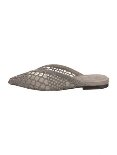Pre-owned Brunello Cucinelli Suede Mesh Accents Mules In Gray