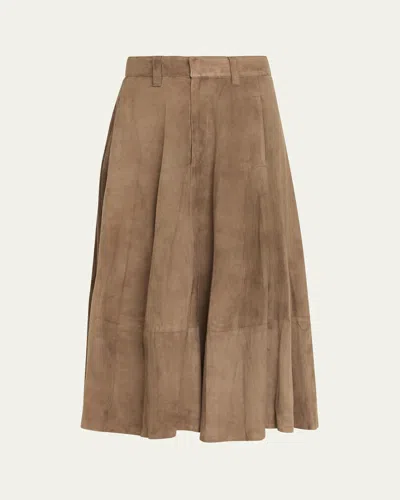 BRUNELLO CUCINELLI SUEDE MIDI CIRCLE SKIRT